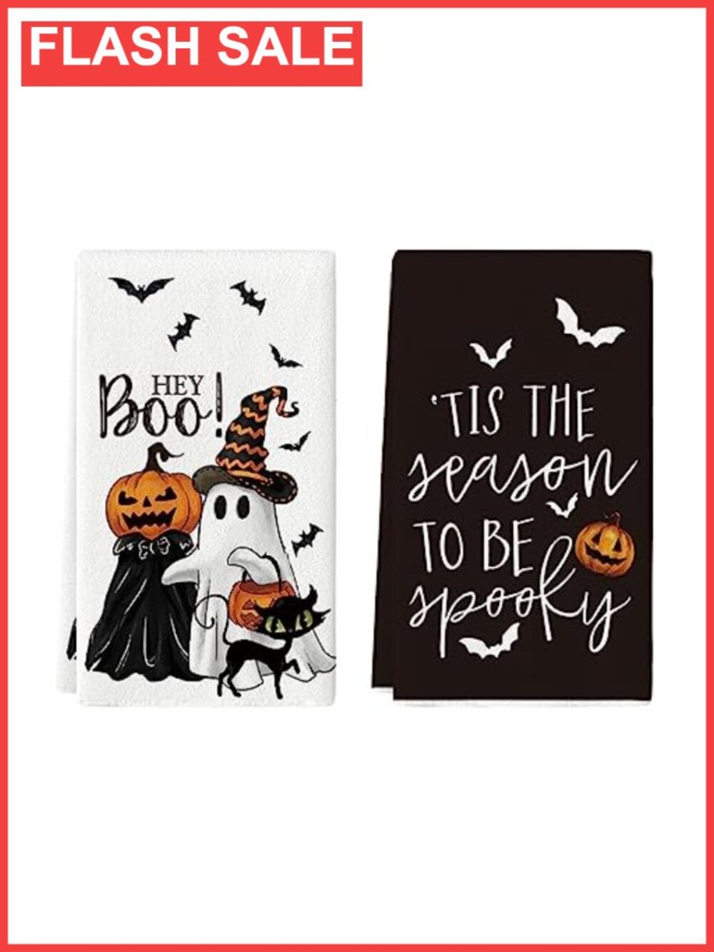 Halloween Kitchen Dish Towels Set of 2 18x26 Inch Absorbent Polyester